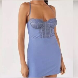 Urban Outfitters Brenna Bustier Mini Dress Blue/Grey Size L